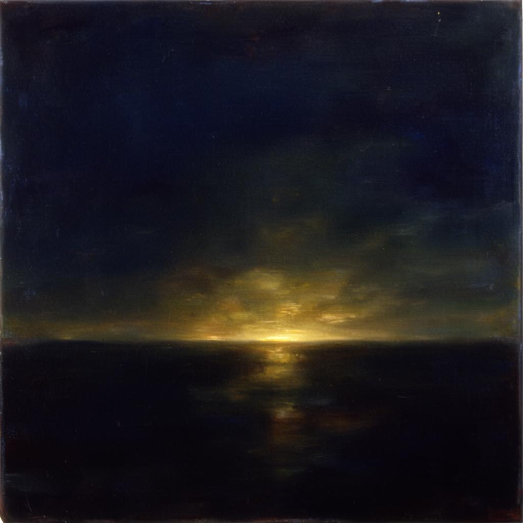 Residual Light, an Aria Gold painting of warm light on a dark horizon